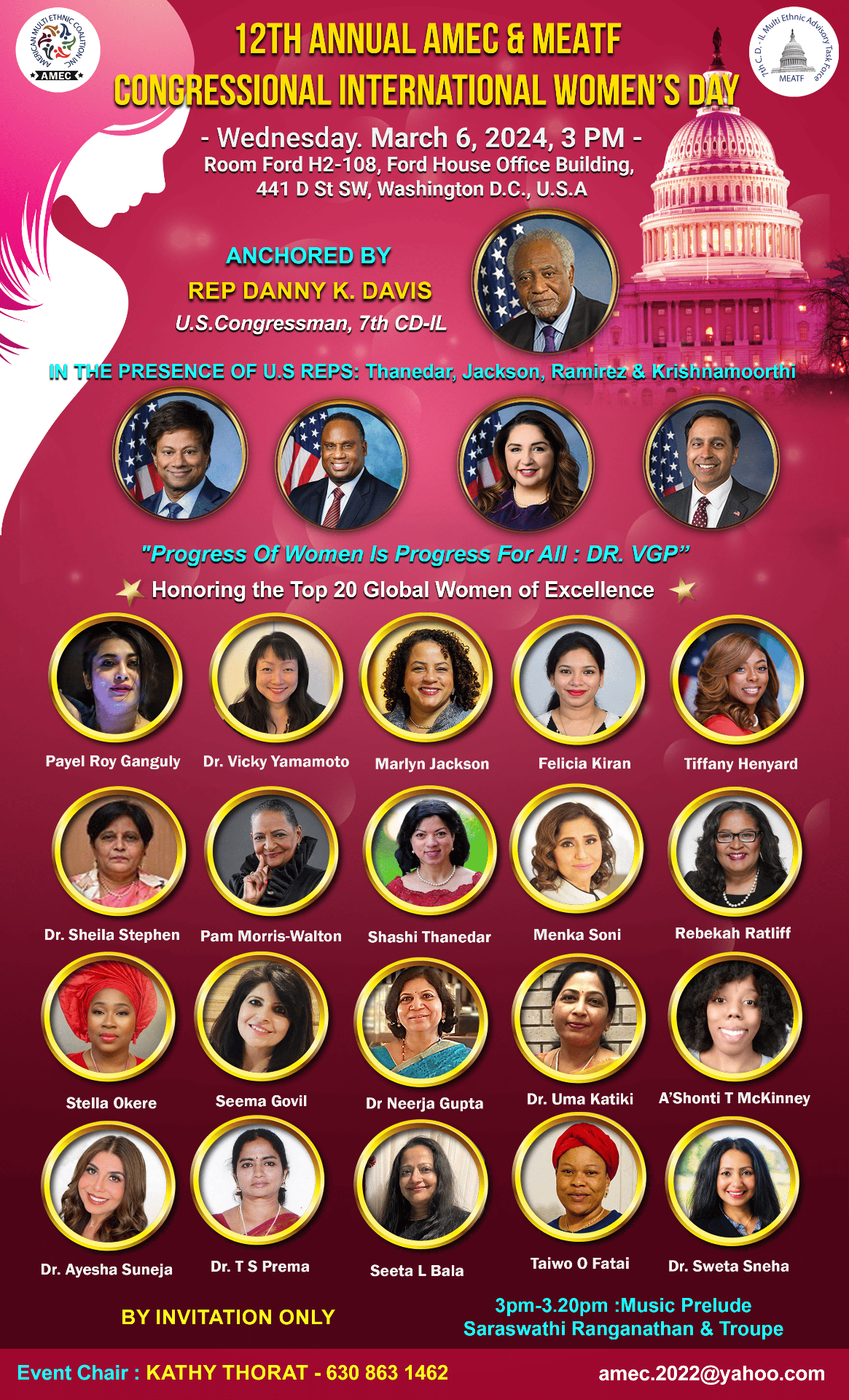 12th Annual AMEC & MEATF Congressional International Women's Day — 2024 official poster