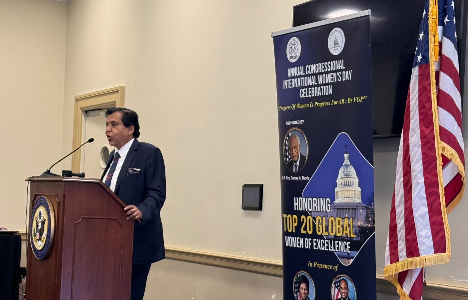 AMEC leadership addressing the 13th Annual Congressional International Women's Day Celebration, 2025