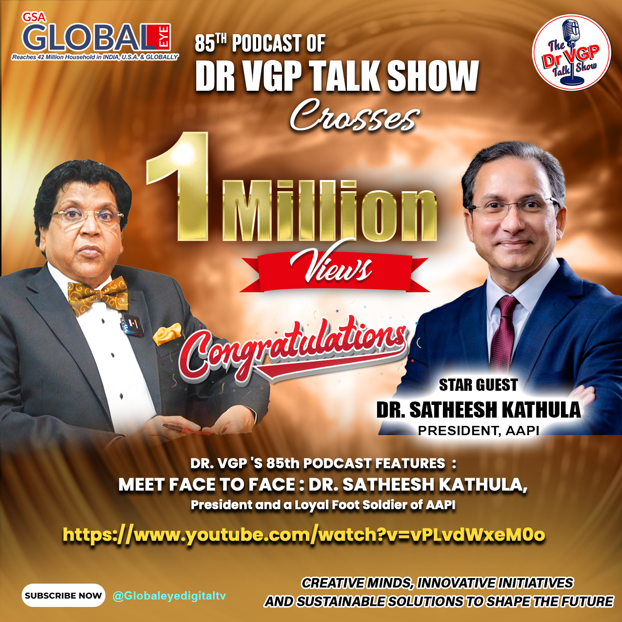 Dr. VGP Podcast poster featuring Dr. Satheesh Kathula