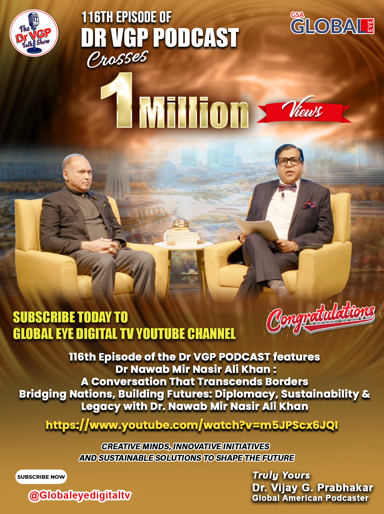 116th Episode of Dr. VGP Podcast crosses 1 million views poster